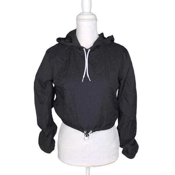 American Apparel black cropped windbreaker jacket medium - Picture 4 of 13